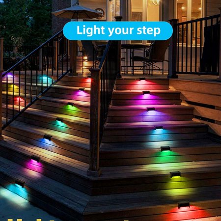 HESHENG 4PCS Outdoor Solar Deck Lights Solar Step Lights IP65 Waterproof Solar Lights for Stairs Step Fence Yard Patio and Pathway