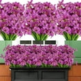 thumbnail image 1 of HESHENG 8 Bundles Artificial Flowers Outdoors UV Resistant Plastic Flowers Fake Plants Spring Flowers in Bulk for Indoor Outdoor Cemetery Home Wedding Vase Decorations, Purple, 1 of 8