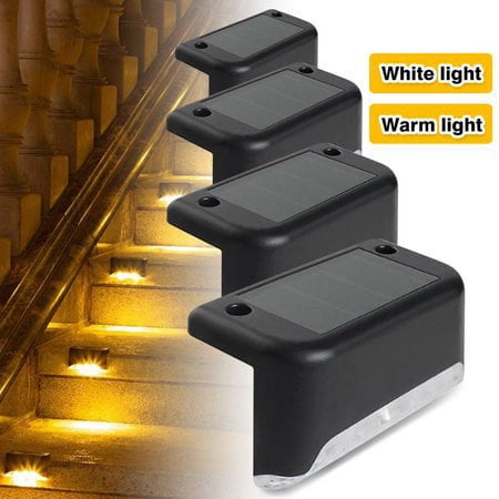 HESHENG 8 Pcs Solar Deck Lights, Waterproof Led Solar Lamp for Outdoor Pathway, Yard, Patio, Stairs, Step, Fences, Warm White, Black
