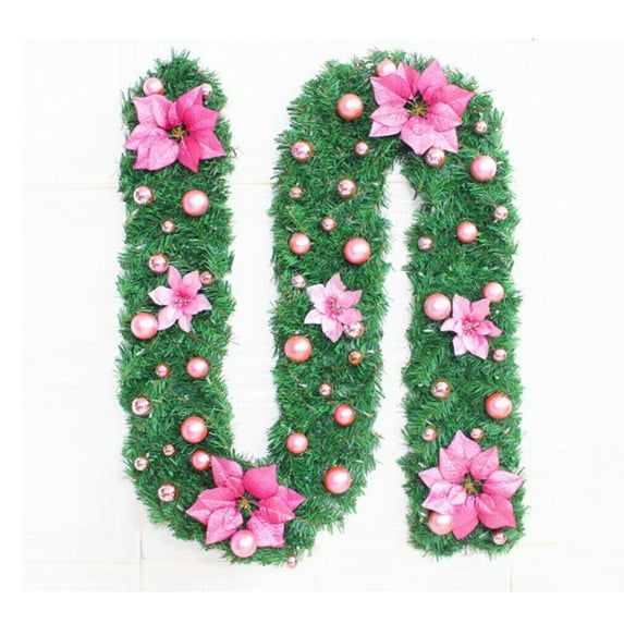 HESHENG 9Ft Artificial Christmas Garland, Garland Xmas Tree Wreath Festival Fireplace DIY Door Fireplace Decor, Pink