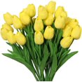 thumbnail image 1 of HESHENG Artificial Tulips Real Touch Fake Flowers Artificial Tulips Flowers Arrangement Bouquet for Home Room Office Wedding Party, Yellow, 1 of 9