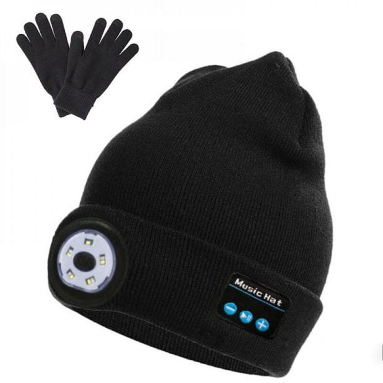 HESHENG Bluetooth Beanie Hat with 5 LED Headlight Lighted Beanie Cap
