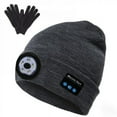 thumbnail image 1 of HESHENG Bluetooth Beanie Hat with 5 LED Headlight Lighted Beanie Cap Rechargeable with Wireless Bluetooth Winter Warm Knit Hat, Gray, 1 of 11