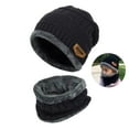 thumbnail image 1 of HESHENG Boys Girls Winter Hat Scarf Set Fleece Warm Knit Beanie Cap Gift for Kids Winter Outdoor Activities Sports, Black, 1 of 2