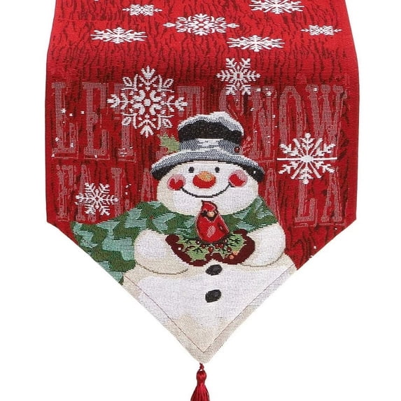 HESHENG Christmas Table Runner – Holiday Table Runners for Dining Room, Snowflake Snowman Table Runner for Christmas Table Decorations
