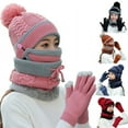 thumbnail image 1 of HESHENG Fleece Lined Women Beanie Knit Hat, Winter Scarf Mask Set, Girls Warm Hat Earmuffs Cap with Pom Scarf Set, Pink, 1 of 5