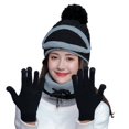 thumbnail image 1 of HESHENG Gloves Scarf Hat, Women Hat Scarf Set Winter Warm Knit Beanie Hat Scarf Set Touchscreen Gloves for Outdoor Sports, Black, 1 of 7