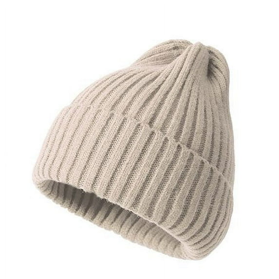 HESHENG Hat Women Winter All-match Candy Color Wool Knitted Thick Warm Outdoor Leisure Melon Leather Hat