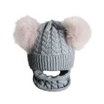 thumbnail image 1 of HESHENG Kid Child Baby Boys Girls Beanie Hat Cap Winter Warm Double Pom Pom Bobble Knit Hats Scraf Set 2PCS, 1 of 3