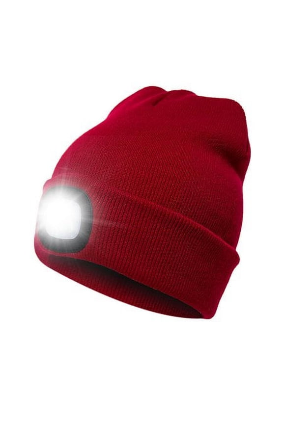 HESHENG LED Beanie Hat Flashlight Comfortable Woolen Yarn LED Beanie Hat with Light for Outdoor