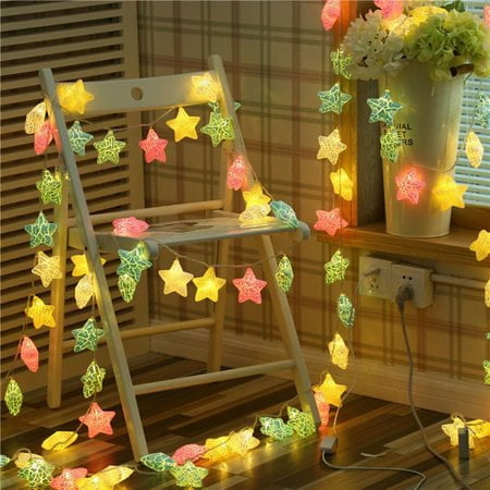 HESHENG LED Star Lamp String, Crack Effect Multi-color Warm Light Party Bar Battery Powered Romantic Home Decorative Lights 3M