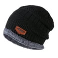 thumbnail image 1 of HESHENG Men's Beanie Hat Warm Knit Hat Thick Fleece Skull  for Outdoor Running Black, 1 of 5