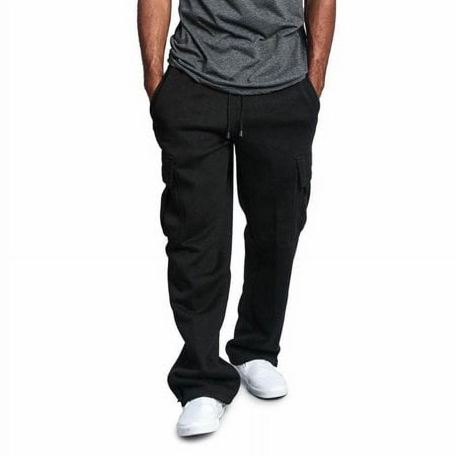 HESHENG Mens Jogger Gym Heavy Weight Fleece Cargo Pocket Sweat