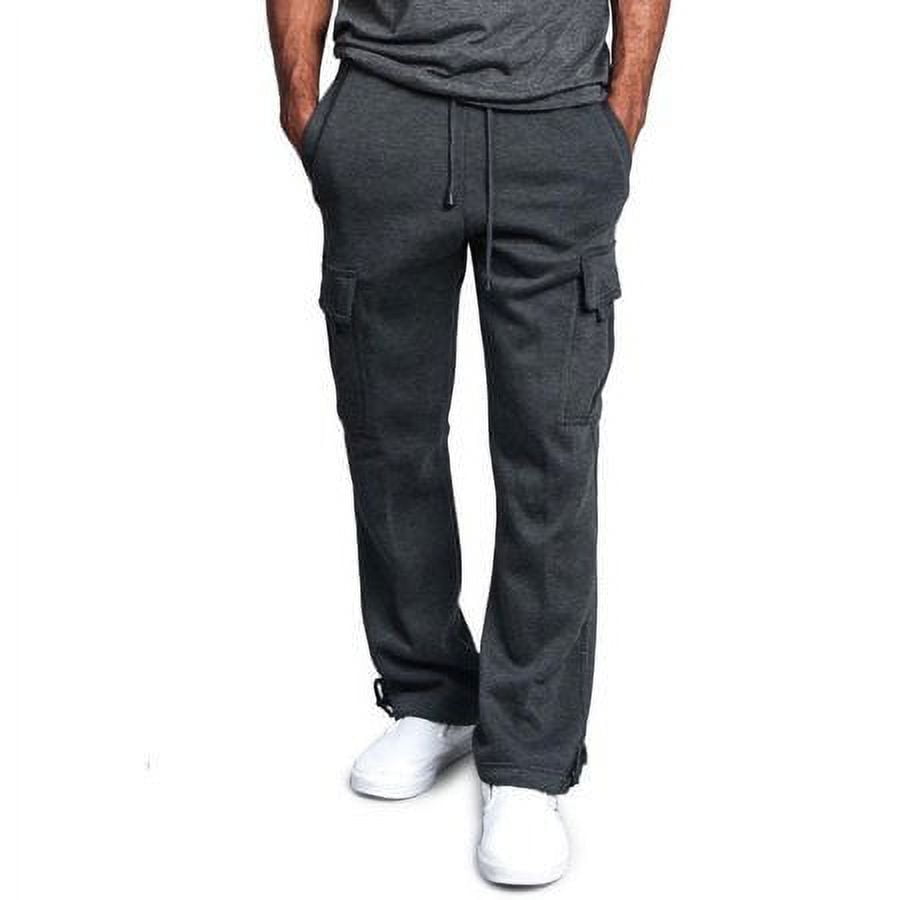 HESHENG Mens Jogger Gym Heavy Weight Fleece Cargo Pocket Sweat