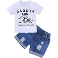 thumbnail image 1 of HESHENG Newborn Baby Boys Daddy and Son Summer Clothes Short Sleeve T-Shirt Tops Denim Pants 2Pcs Outfit Set, 6-12M, 1 of 7