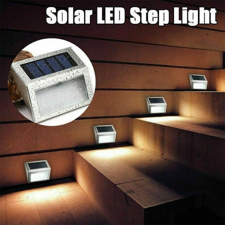 HESHENG Outdoor Solar Powered Lights, Solar Led Waterproof Lighting for Deck, Fence, Patio, Front Door, Stair, Landscape, Yard and Driveway Path, Warm Light 4PACK