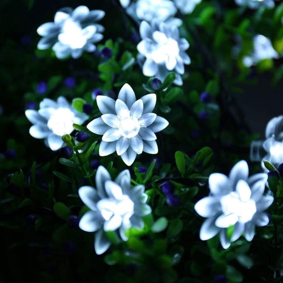 HESHENG Solar Lotus Flowers String Lights, Waterproof 40ft 100LEDs Lights Fairy Lights Outdoor 8 Modes Festival Lighting for Patio Yard Tree Wedding Party Christmas Decoration, White