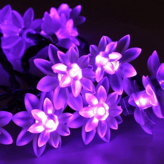 HESHENG Solar Lotus Flowers String Lights, Waterproof 40ft 100LEDs Lights Fairy Lights Outdoor 8 Modes Festival Lighting for Patio Yard Tree Wedding Party Christmas Decoration, Purple