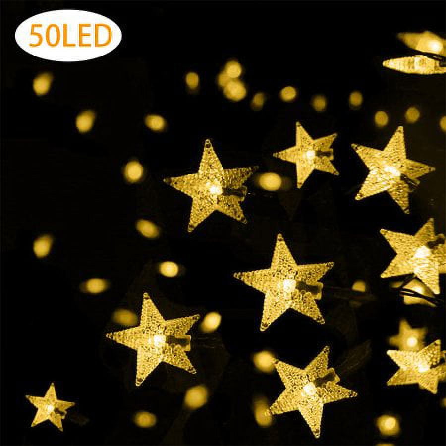 HESHENG Solar String Lights Star Outdoor 50LED, 8 Modes Solar Powered