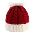 thumbnail image 1 of HESHENG Toddler Baby Boy Girls Christmas Beanie Cap Color Block Winter Warm Cable Knit Hat, Red, 1 of 11