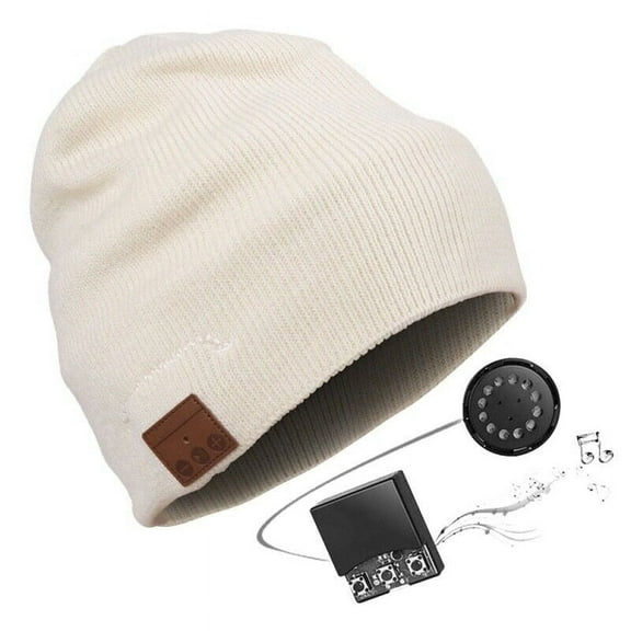 HESHENG Unisex Bluetooth Beanie Hat Winter Warm Wireless Smart Cap with Headset Mic Speaker Hat for Outdoor, Beige #1