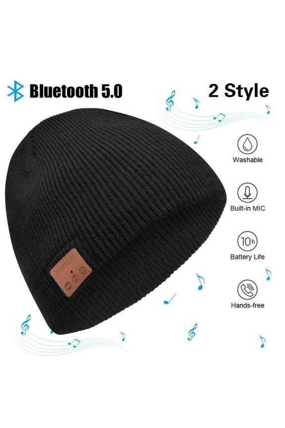 HESHENG Unisex Bluetooth Beanie Hat Winter Warm Wireless Smart Cap with Headset Mic Speaker Hat for Outdoor, Black#1