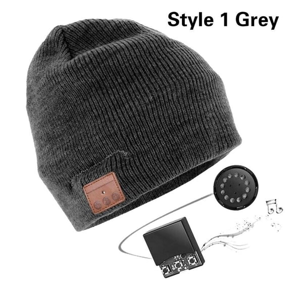 HESHENG Unisex Bluetooth Beanie Hat Winter Warm Wireless Smart Cap with Headset Mic Speaker Hat for Outdoor, Gray#1