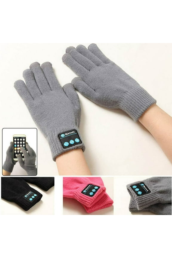 HESHENG Unisex Bluetooth Talking Gloves Touch Screen V3.0 Call Headset Speaker for Smartphone Winter Outdoor, Gray