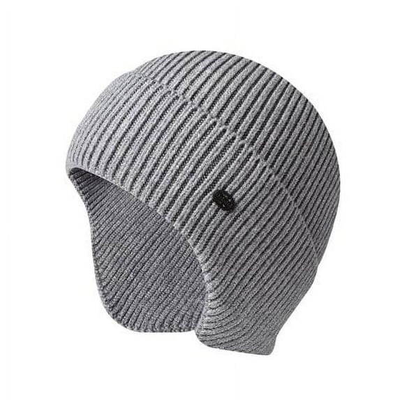 HESHENG Unisex Men Winter Windproof Knitted Wool Beanie Hat Ear Flap Ear Protector Cycling Ski Skull Cap- Gray