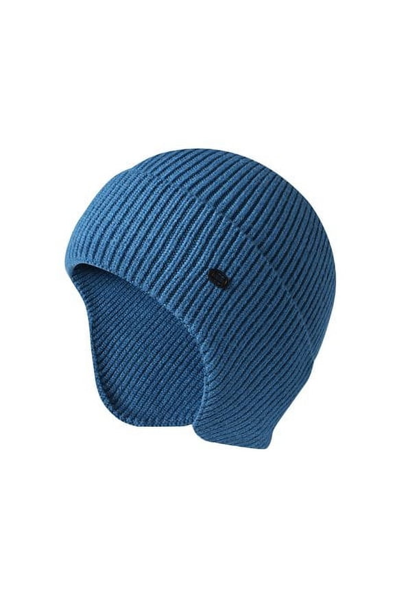 HESHENG Unisex Men Winter Windproof Knitted Wool Beanie Hat Ear Flap Ear Protector Cycling Ski Skull Cap- Lake Blue