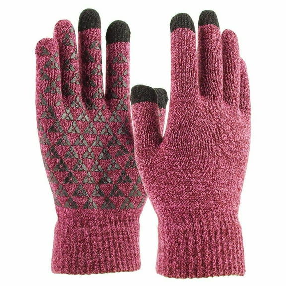 HESHENG Unisex Winter Knitted Gloves, Touchscreen Warm Thermal Men Women Anti-Slip Windproof Mittens Gloves, Pink Woman