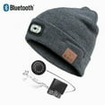 thumbnail image 1 of HESHENG Wireless Bluetooth Beanie Headset Hat with LED Light,Built-in Stereo Speaker and Mic Headphone Music Knitted Cap (Grey), 1 of 4