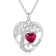925 Sterling Silver Birthstone Heart Pendant Necklace for Women, Christmas Birthday Anniversary Jewelry Gift