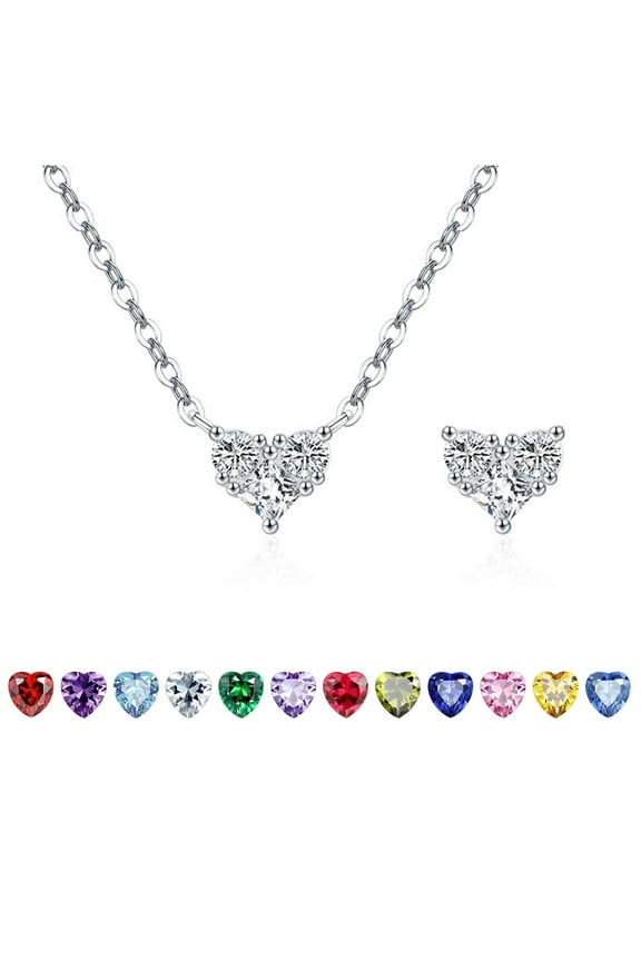 925 Sterling Silver Heart Necklace,Double Sided 5A Zirconia Sterling Silver Pendant Necklace Anniversary Birthday Christmas Gifts for Women ,with Gift Box