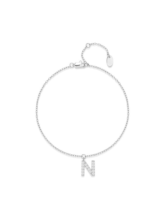 S925 Sterling Silver Initial Bracelets for Women, Your surname initial bracelet