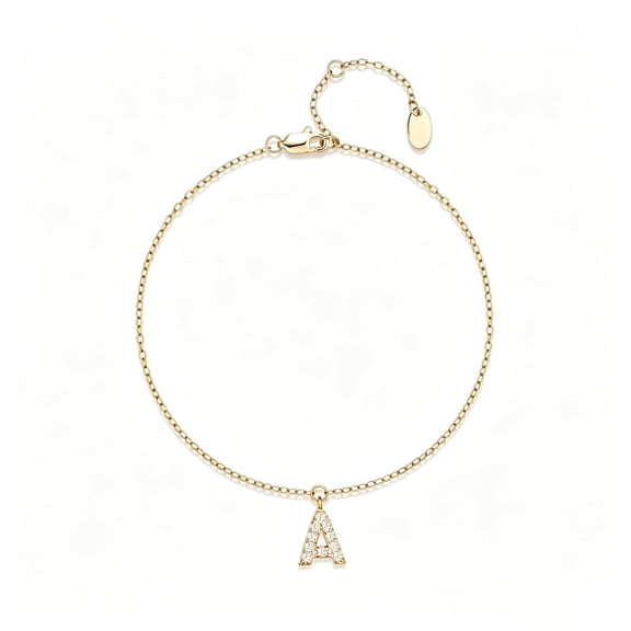HESHPAWS S925 Sterling Silver Initial Bracelets for Women, Your surname initial bracelet