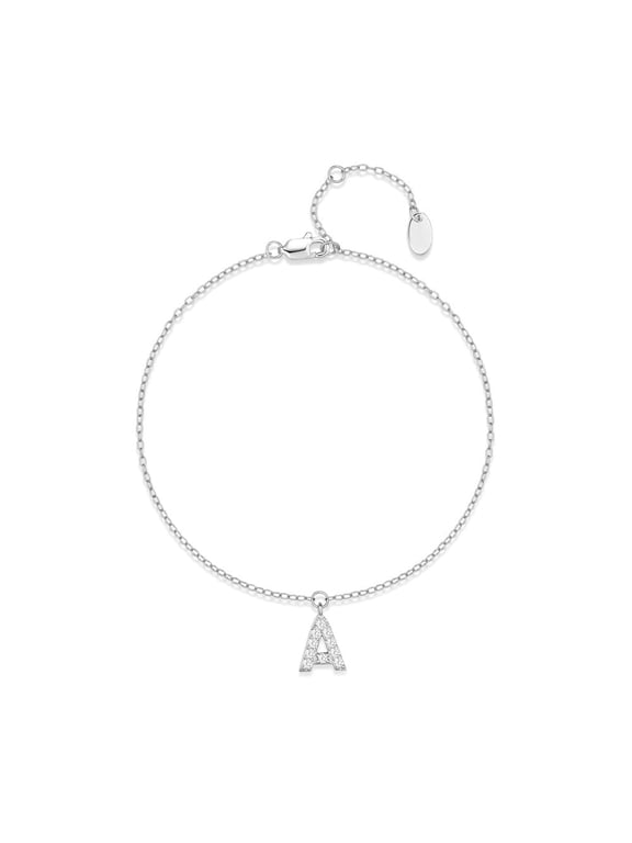 S925 Sterling Silver Initial Bracelets for Women, Your surname initial bracelet