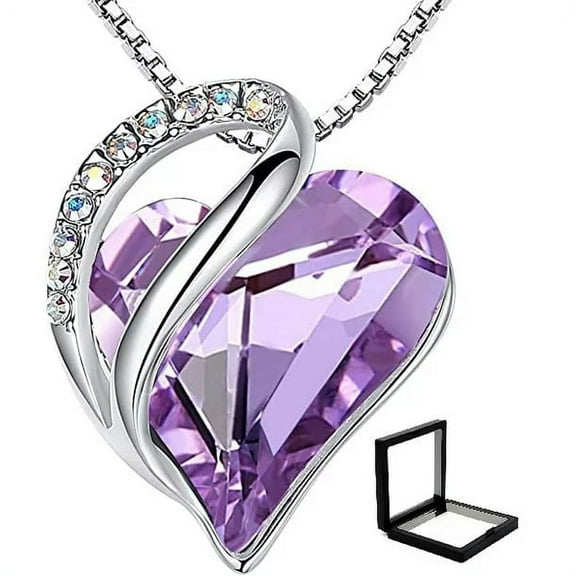 HESHPAWS Infinity Love Heart Multicolor Diamond Pendant Necklace, 7.5 in. Cord, Jewelry Gifts for Her, Anniversary Birthday Mother's Necklaces for Wife Mom