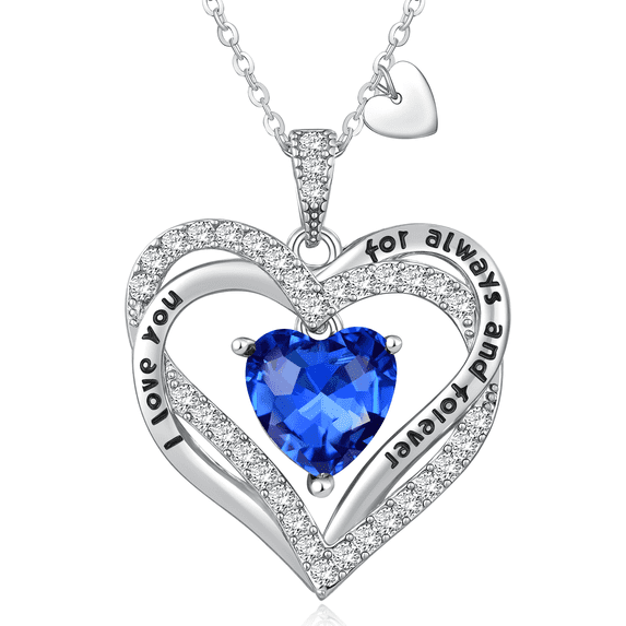 HESHPAWS Love Pendant Necklaces for Women With Birthstone Zirconia, Christmas Birthday Anniversary Jewelry Gift for Women Wife