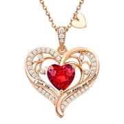 HESHPAWS Love Pendant Necklaces for Women With Birthstone Zirconia, Christmas Birthday Anniversary Jewelry Gift for Women Wife