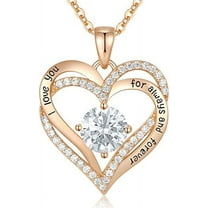 HESHPAWS Love Pendant Necklaces for Women With Birthstone Zirconia, Christmas Birthday Anniversary Jewelry Gift for Women Wife