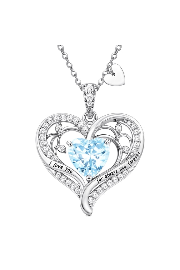 Love Pendant Necklaces for Women With Birthstone Zirconia, Christmas Birthday Anniversary Jewelry Gift for Women Wife