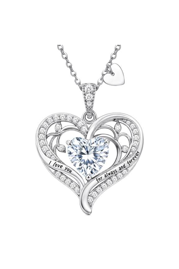Birthstone Heart Pendant Necklace for Women, Christmas Birthday Anniversary Jewelry Gift
