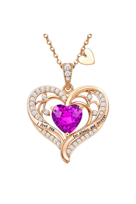 Love Pendant Necklaces for Women With Birthstone Zirconia, Christmas Birthday Anniversary Jewelry Gift for Women Wife