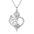 thumbnail image 1 of HESHPAWS 925 Sterling Silver Birthstone Necklace Rose Flower Heart Pendant Jewelry ， Love Pendant Necklaces for Women With Birthstone Zirconia Christmas Valentines Mother's Day Gifts for Women Mom, 1 of 7