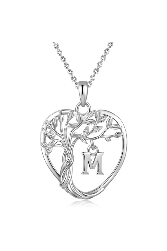 925 Sterling Silver Eternal Tree of Life Necklace for Women A-Z  Initial Letter Necklace，Anniversary Birthday Jewelry Gifts