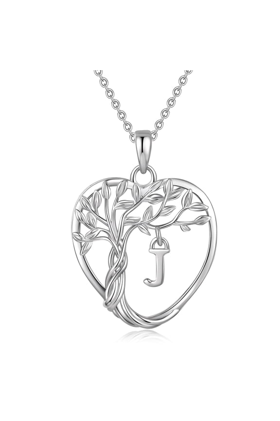 925 Sterling Silver Eternal Tree of Life Necklace for Women A-Z  Initial Letter Necklace，Anniversary Birthday Jewelry Gifts