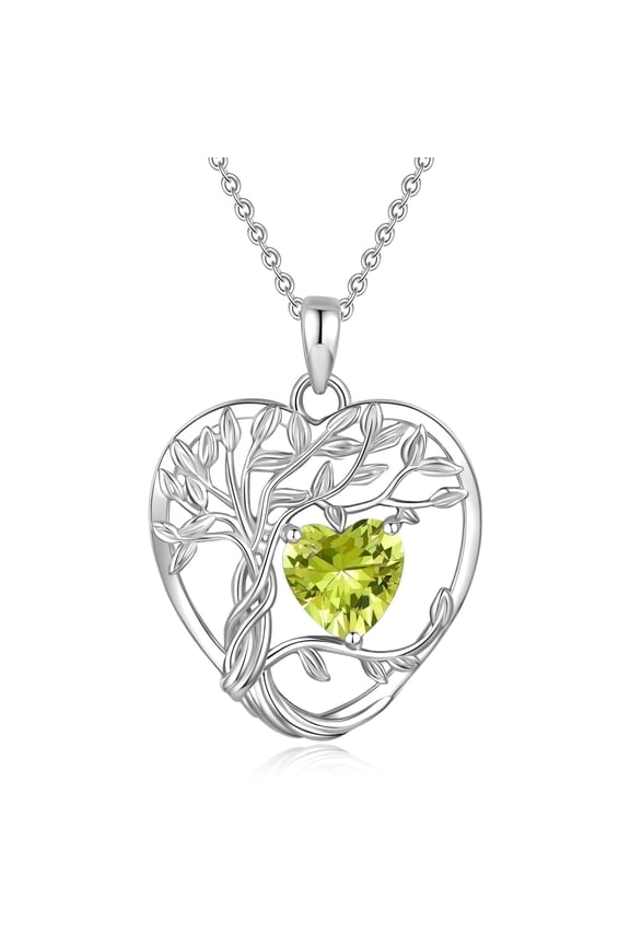 925 Sterling Silver Birthstone Heart Pendant Necklace for Women, Christmas Birthday Anniversary Jewelry Gift