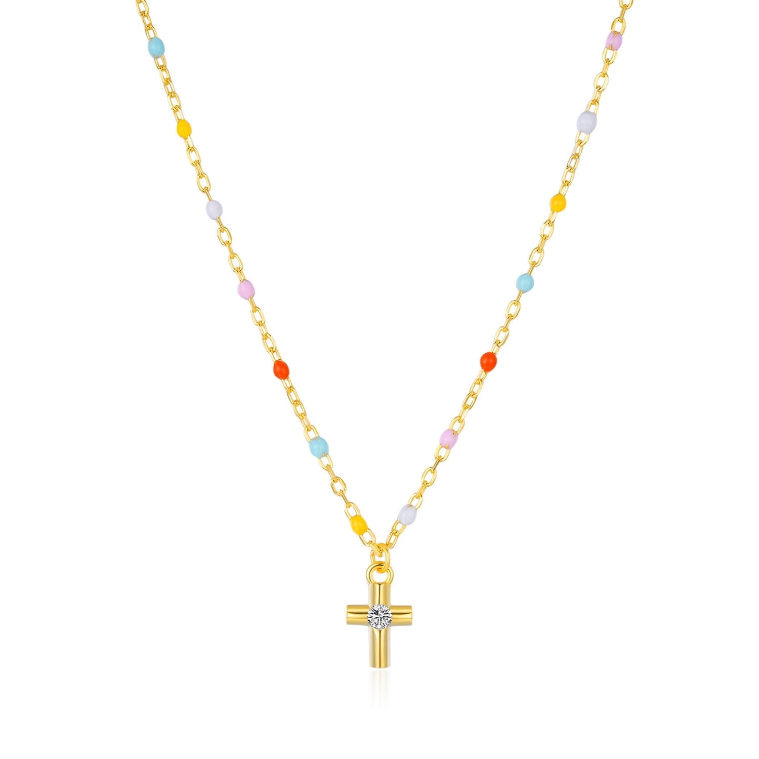 HESHPAWS S925 Sterling Silver Cross Necklace Necklaces for Women Cross Chain Jewelry Gifts （with Gift Box)