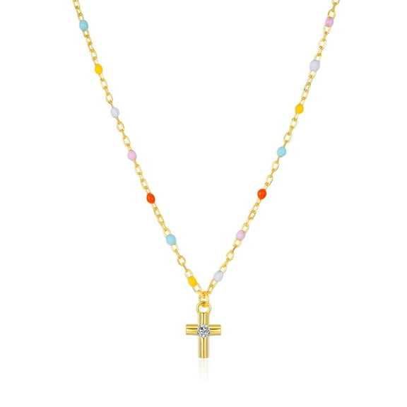 HESHPAWS S925 Sterling Silver Cross Necklace Necklaces for Women Cross Chain Jewelry Gifts with Gift Box)